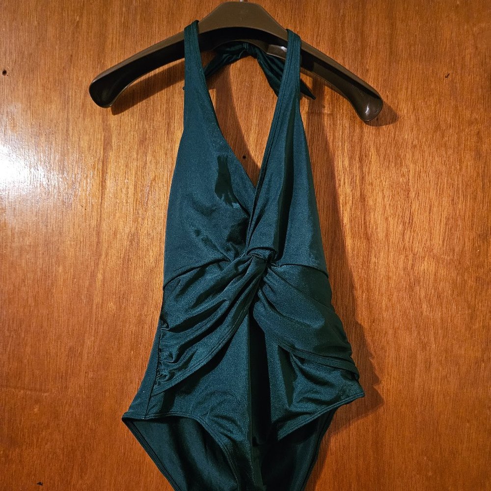 H & M Twist Front Halter Top One piece Swimsuit